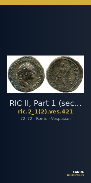 RIC II, Part 1 (second edition) Vespasian 421 — CANOA