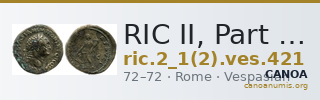 RIC II, Part 1 (second edition) Vespasian 421 — CANOA