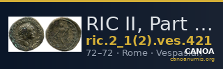 RIC II, Part 1 (second edition) Vespasian 421 — CANOA