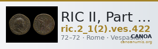 RIC II, Part 1 (second edition) Vespasian 422 — CANOA