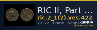 RIC II, Part 1 (second edition) Vespasian 422 — CANOA