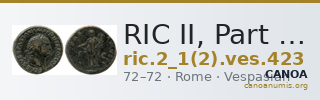 RIC II, Part 1 (second edition) Vespasian 423 — CANOA
