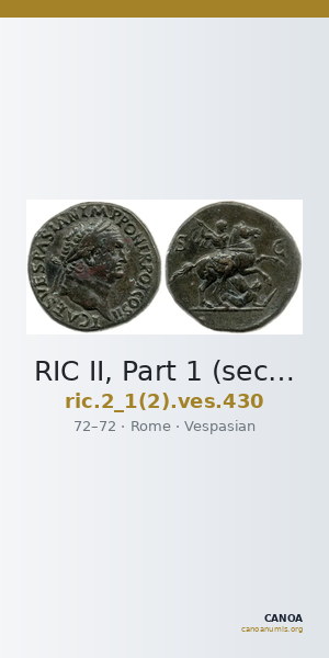 RIC II, Part 1 (second edition) Vespasian 430 — CANOA