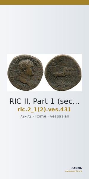 RIC II, Part 1 (second edition) Vespasian 431 — CANOA