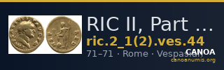 RIC II, Part 1 (second edition) Vespasian 44 — CANOA