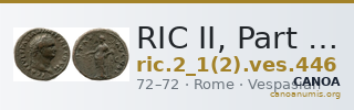 RIC II, Part 1 (second edition) Vespasian 446 — CANOA