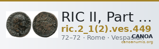 RIC II, Part 1 (second edition) Vespasian 449 — CANOA