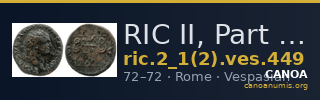 RIC II, Part 1 (second edition) Vespasian 449 — CANOA