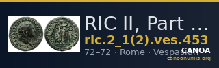 RIC II, Part 1 (second edition) Vespasian 453 — CANOA