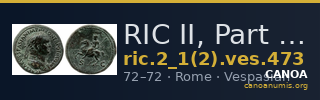 RIC II, Part 1 (second edition) Vespasian 473 — CANOA