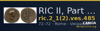 RIC II, Part 1 (second edition) Vespasian 485 — CANOA