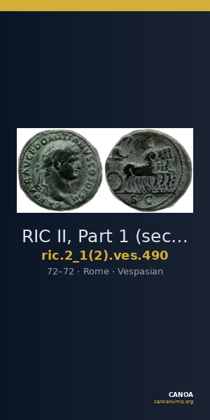 RIC II, Part 1 (second edition) Vespasian 490 — CANOA