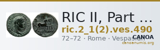 RIC II, Part 1 (second edition) Vespasian 490 — CANOA