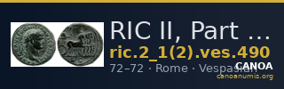 RIC II, Part 1 (second edition) Vespasian 490 — CANOA