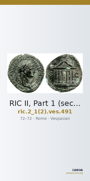 RIC II, Part 1 (second edition) Vespasian 491 — CANOA