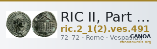 RIC II, Part 1 (second edition) Vespasian 491 — CANOA