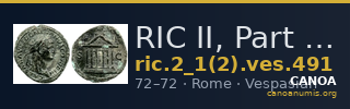 RIC II, Part 1 (second edition) Vespasian 491 — CANOA