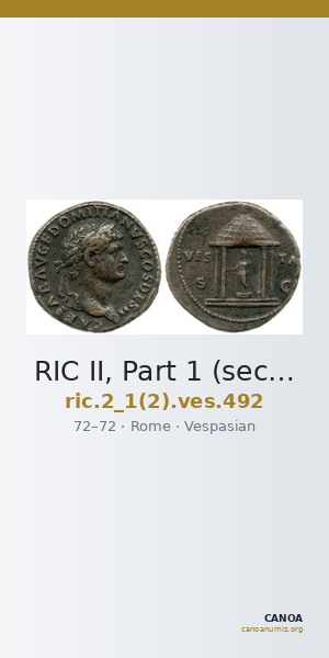 RIC II, Part 1 (second edition) Vespasian 492 — CANOA