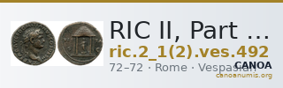 RIC II, Part 1 (second edition) Vespasian 492 — CANOA