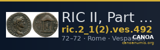 RIC II, Part 1 (second edition) Vespasian 492 — CANOA