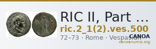 RIC II, Part 1 (second edition) Vespasian 500 — CANOA