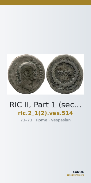 RIC II, Part 1 (second edition) Vespasian 514 — CANOA