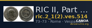 RIC II, Part 1 (second edition) Vespasian 514 — CANOA