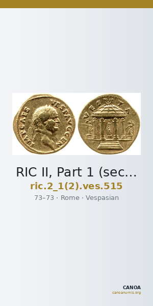 RIC II, Part 1 (second edition) Vespasian 515 — CANOA
