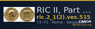 RIC II, Part 1 (second edition) Vespasian 515 — CANOA