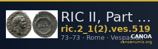 RIC II, Part 1 (second edition) Vespasian 519 — CANOA
