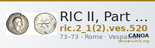 RIC II, Part 1 (second edition) Vespasian 520 — CANOA