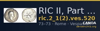 RIC II, Part 1 (second edition) Vespasian 520 — CANOA