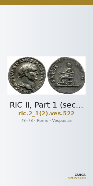 RIC II, Part 1 (second edition) Vespasian 522 — CANOA
