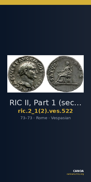 RIC II, Part 1 (second edition) Vespasian 522 — CANOA