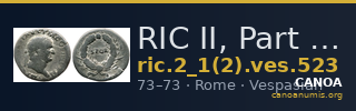 RIC II, Part 1 (second edition) Vespasian 523 — CANOA