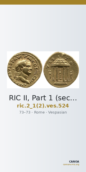 RIC II, Part 1 (second edition) Vespasian 524 — CANOA