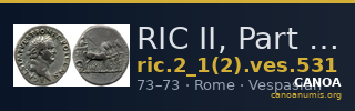 RIC II, Part 1 (second edition) Vespasian 531 — CANOA