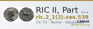 RIC II, Part 1 (second edition) Vespasian 539 — CANOA