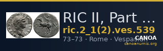 RIC II, Part 1 (second edition) Vespasian 539 — CANOA