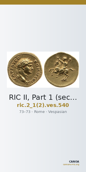 RIC II, Part 1 (second edition) Vespasian 540 — CANOA
