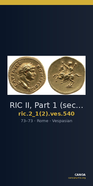 RIC II, Part 1 (second edition) Vespasian 540 — CANOA