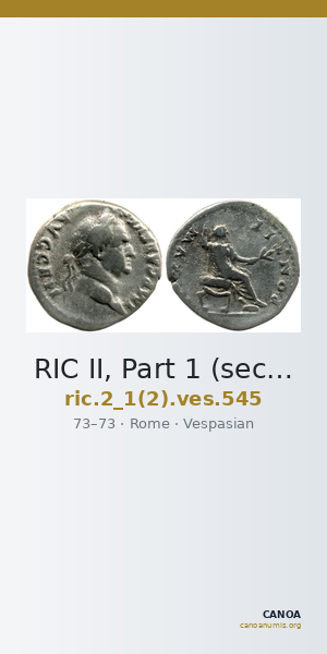 RIC II, Part 1 (second edition) Vespasian 545 — CANOA