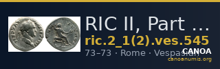 RIC II, Part 1 (second edition) Vespasian 545 — CANOA