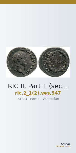 RIC II, Part 1 (second edition) Vespasian 547 — CANOA