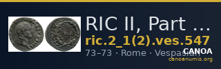 RIC II, Part 1 (second edition) Vespasian 547 — CANOA