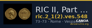 RIC II, Part 1 (second edition) Vespasian 548 — CANOA