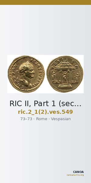 RIC II, Part 1 (second edition) Vespasian 549 — CANOA