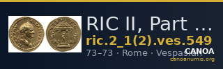 RIC II, Part 1 (second edition) Vespasian 549 — CANOA