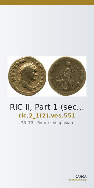 RIC II, Part 1 (second edition) Vespasian 551 — CANOA