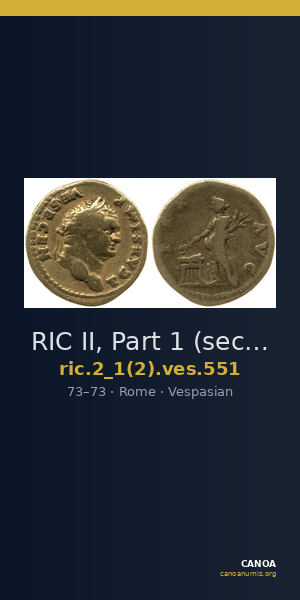 RIC II, Part 1 (second edition) Vespasian 551 — CANOA